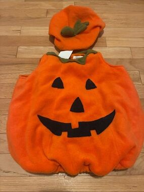 Pottery Barn Kids Orange Pumpkin Costume with Green Stem Hat